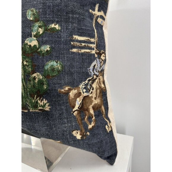Canaan Western Rodeo Throw Pillow Cotton Blend 20”x20” Duck Feathers Filled - Picture 6 of 12